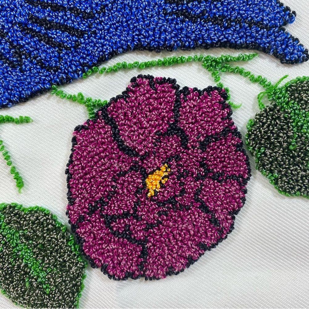 Embroidered Pillow Case Floral Birds Morning glory pillowcases purple p… - Picture 6 of 11